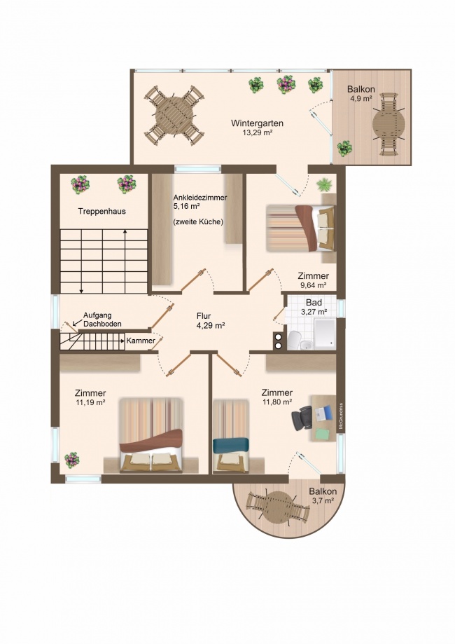 Grundriss Obergeschoss Einfamilienhaus Dresden / Strehlen