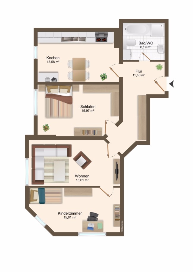 Grundriss Option 3 Zimmer Wohnung Dresden