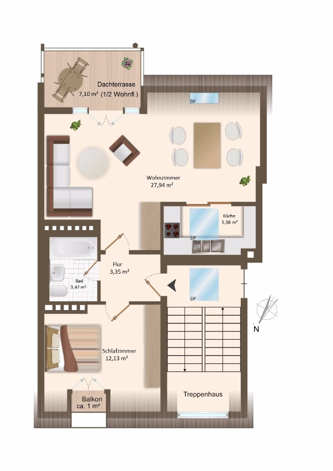 Grundriss Dachgeschosswohnung Dresden