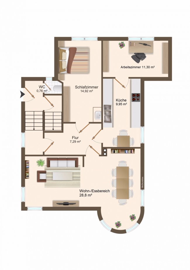 Grundriss Erdgeschoss Einfamilienhaus Dresden / Strehlen