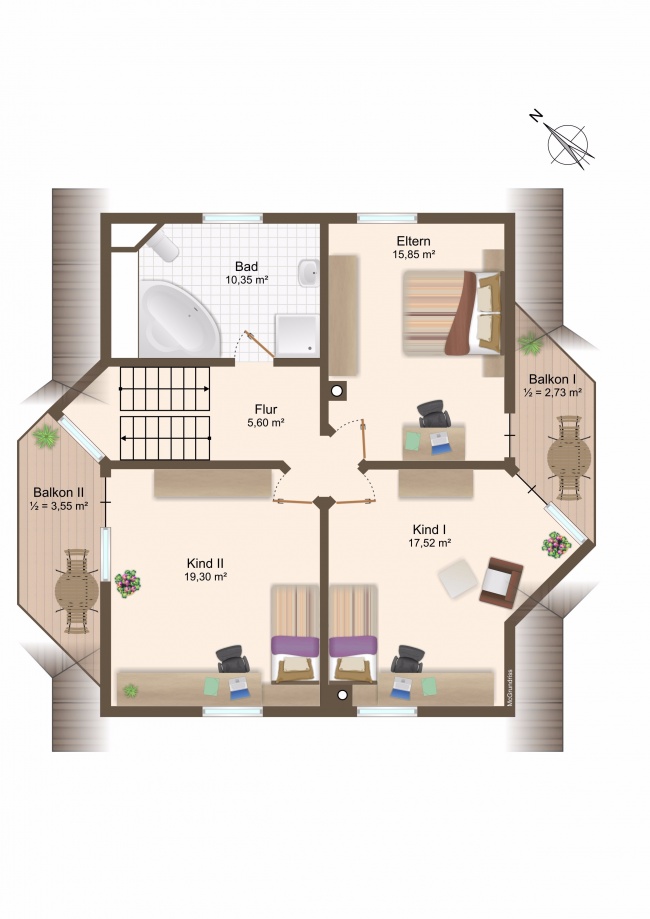 Grundriss Obergeschoss Haus Dresden / Pillnitz