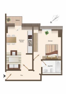 Grundriss RE/MAX-frisch renovierte, bezugsfreie 2-Zimmerwohnung N�he Wasaplatz